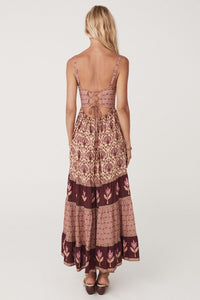 Chateau Quilted Strappy Maxi Dress in Grape