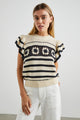 Penelope Knit Top in Oat Navy Crochet Stripe