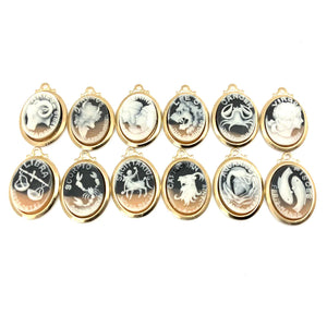 Vintage Cameo-Style Zodiac Sign Charm Necklace