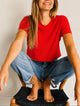 Carrie Crop Tee Boston Red