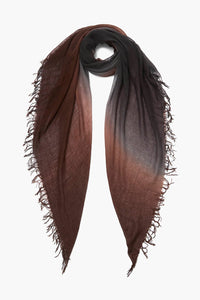 Dip Dye Cashmere Silk Scarf Espresso