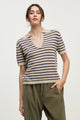 Yael Striped S/S Polo Oatmeal Navy