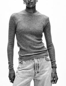 Superfine Cashmere Blend Waffle Crewneck Black