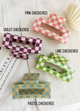 Pastel Checkered Jumbo 4" Acetate Hair Claw