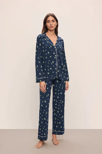Gisele Printed Long PJ Set Apline Skier Ivory Forest Green
