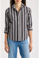 Waverly NYC Button-Up Shirt Black Tan Multi Stripes
