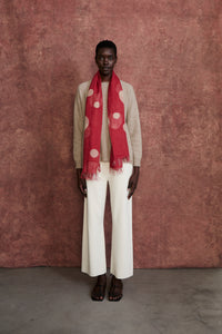 Red Creme Cashmere Silk Scarf