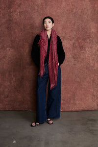 Red Creme Combo 100% Cashmere Scarf
