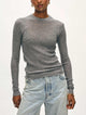Superfine Cashmere Blend Waffle Crewneck Greystone Heather