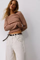 Easy Does It Striped Tee Brown Combo