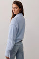 Tucked Henley Pullover Blue Snowflake Combo