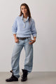 Tucked Henley Pullover Blue Snowflake Combo
