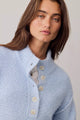 Tucked Henley Pullover Blue Snowflake Combo