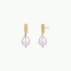 Rectangle Pearl Drop - Gold Earrings