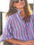 Rosemary Short Sleeve Shirtdress Blue Red Textured Stripe