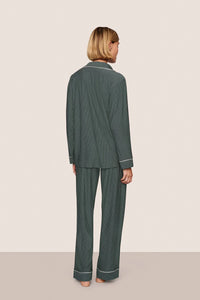 Gisele Printed TENCEL™ Modal Long PJ Set Duo Stripe Pine Ivory