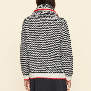 Coltyn Knit Cardigan Sweater in Black Creme