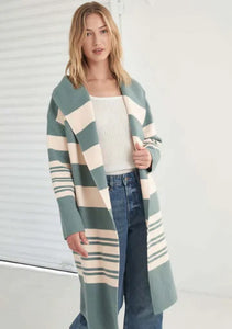 Deia Coatigan in Jade Stripe