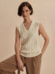Kay Cable Knit Vest in Snow White