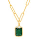 Link Chain with Emerald CZ charm Necklace: Emerald