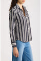 Waverly NYC Button-Up Shirt Black Tan Multi Stripes