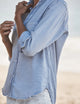 Eileen Sweatshirt Button-Up Pool Water Blue