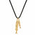 Double Fish Corded Pendant Necklace: Gold