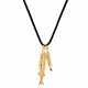 Double Fish Corded Pendant Necklace: Gold