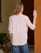 Eileen Relaxed Button-Up Shirt Tan White Stripe