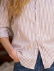 Eileen Relaxed Button-Up Shirt Tan White Stripe