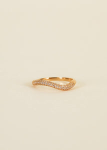 Gold Rings - Pave Wave - Champagne CZ: 9