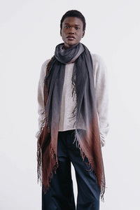 Dip Dye Cashmere Silk Scarf Espresso