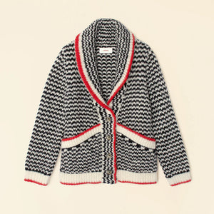 Coltyn Knit Cardigan Sweater in Black Creme