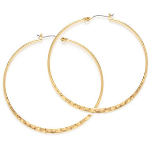 2" Hammered Hoop Earrings: Gold