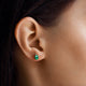 Emerald Stud Earrings with CZ Drop: Green