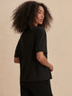 Kasey Mock Placket Rib Tee Black