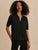 Kasey Mock Placket Rib Tee Black