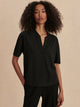 Kasey Mock Placket Rib Tee Black