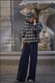 Bryony Short Puffer Jacket Navy Check