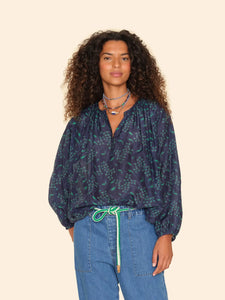 Felice Top in Navy Green