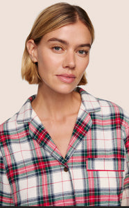 Flannel Long PJ Set Tartan Plaid Ivory Holly