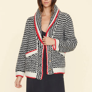 Coltyn Knit Cardigan Sweater in Black Creme