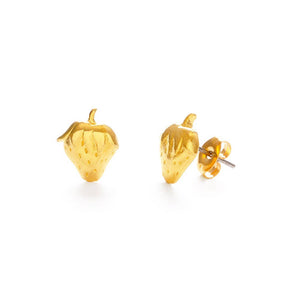 Golden Strawberry Stud Earrings