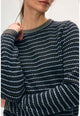 Cashmere Textured Stripe Crew Blue Combo