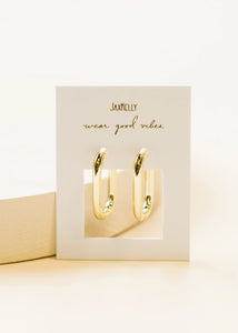 Large Rectangle Hoop Earring Gold