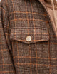 Gavin Italian Wool Shirt Jacket in Orange Brown Textured Plaid