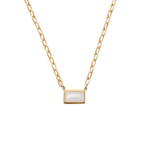 Rectangle Tab Pendant Necklace- Moonstone