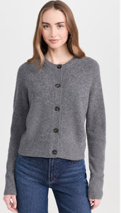 Cashmere Waffle Cardigan Graphite Heather