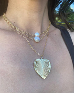 Ribbed Heart Charm Necklace
