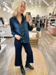 Eileen Relaxed Button-Up Shirt in Overdyed Indigo Blue